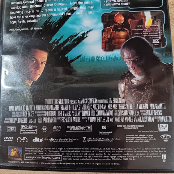Tim Burton's Planet of the Apes 2001 DVD Sci Fi Horror Action Y2K Helena Bonham - Picture 3 of 6